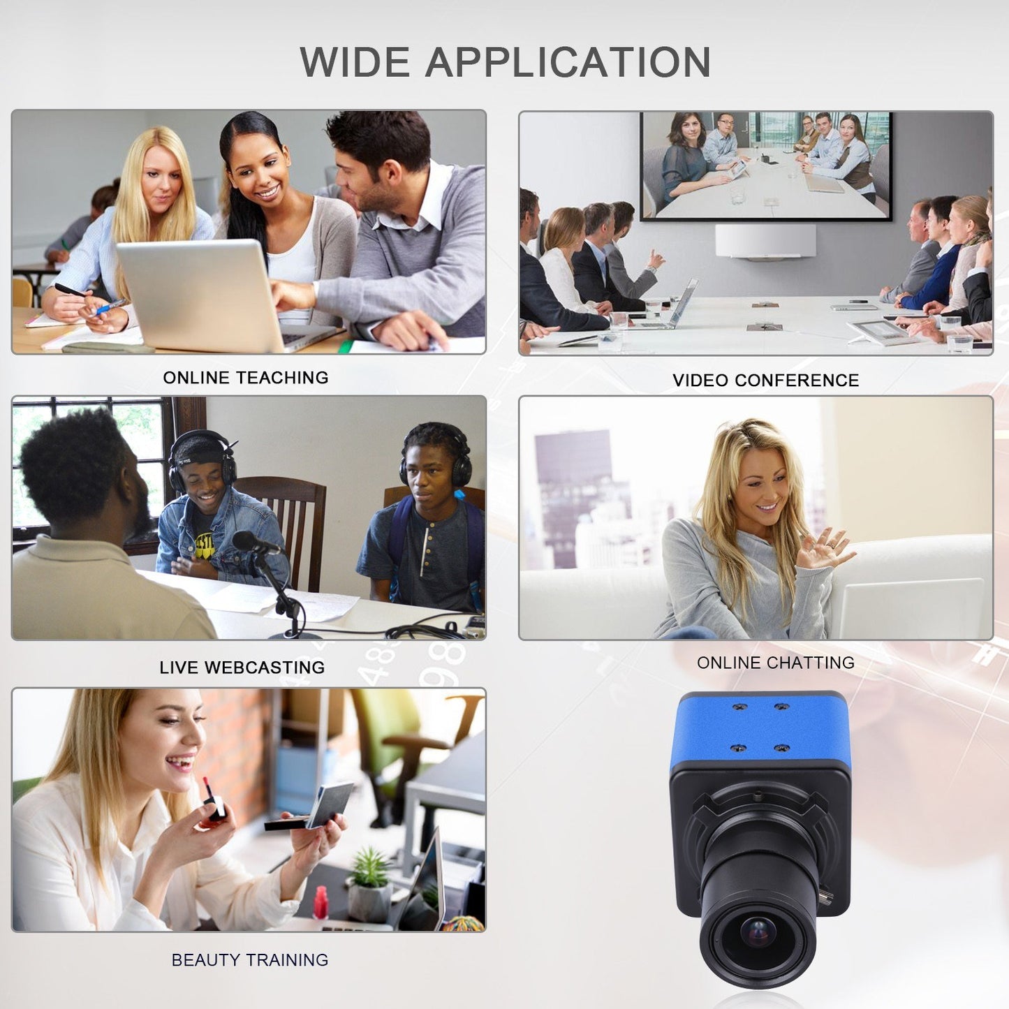 Aibecy 1080P HD Webcam with 5X Optical Zoom, 155° Wide Angle, Manual Focus, Auto Exposure, Built-in Microphone, USB Plug & Play for Video Conferencing, Online Teaching & Streaming