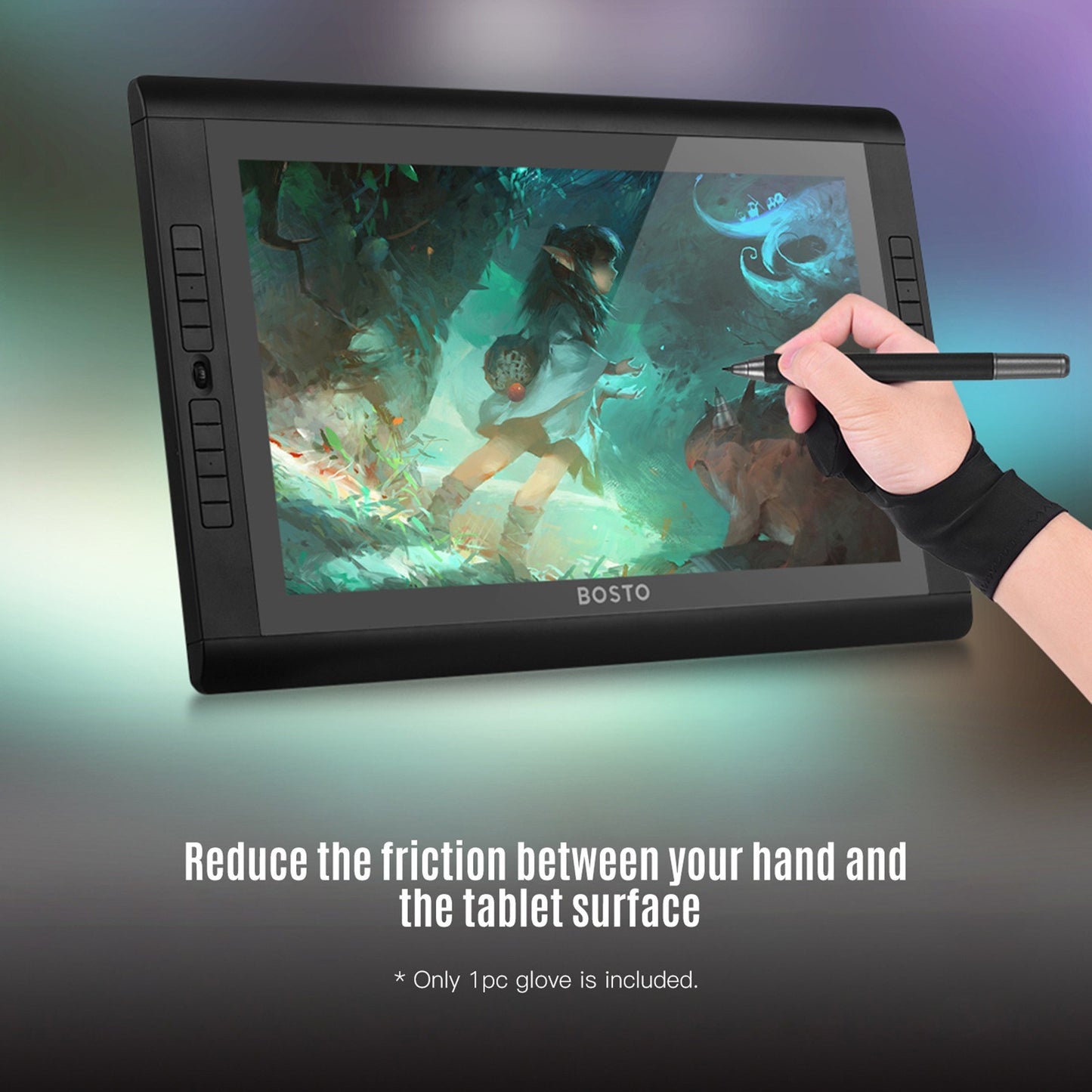 BOSTO Artist Tablet Drawing Glove - Two-Finger, Free Size