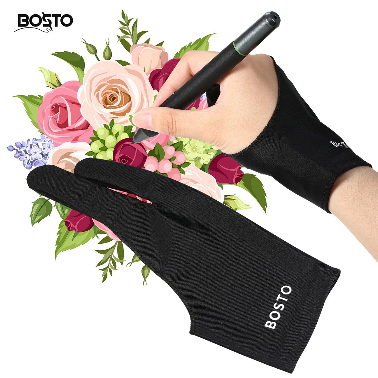 BOSTO Artist Tablet Drawing Glove - Two-Finger, Free Size