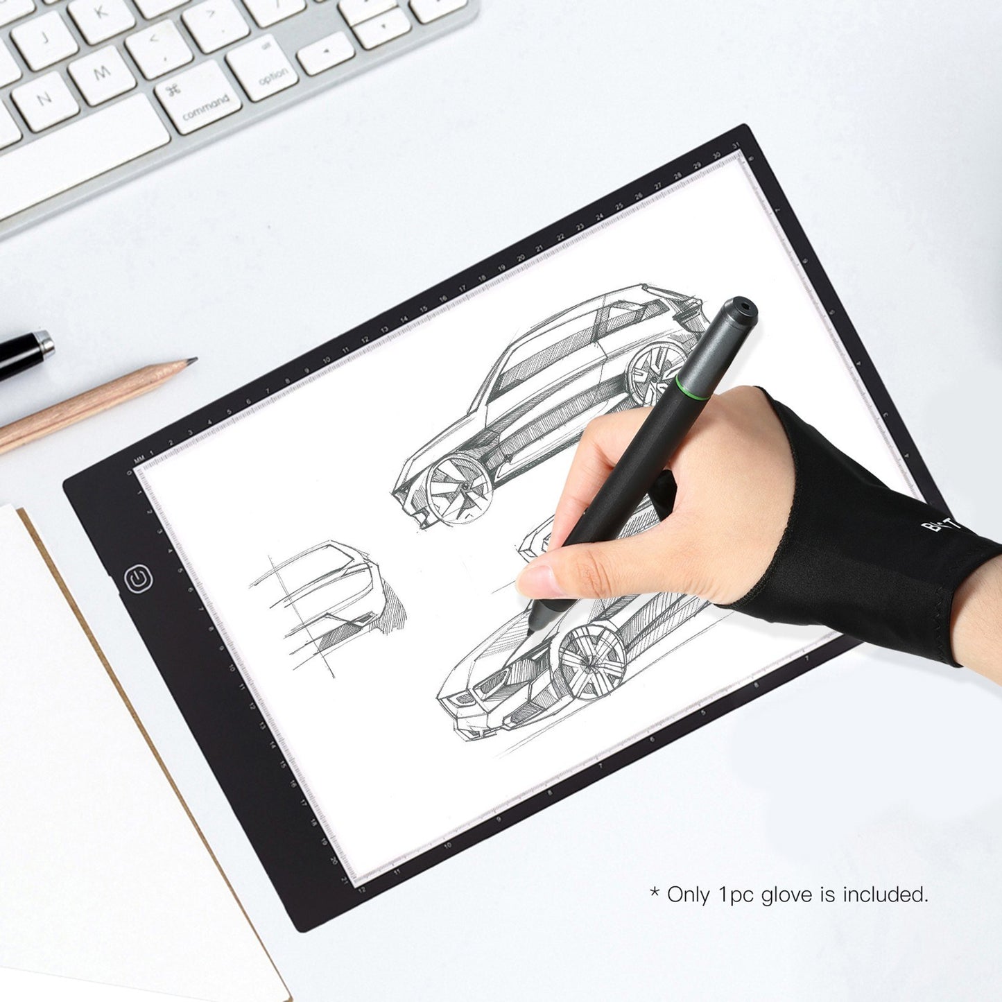 BOSTO Artist Tablet Drawing Glove - Two-Finger, Free Size