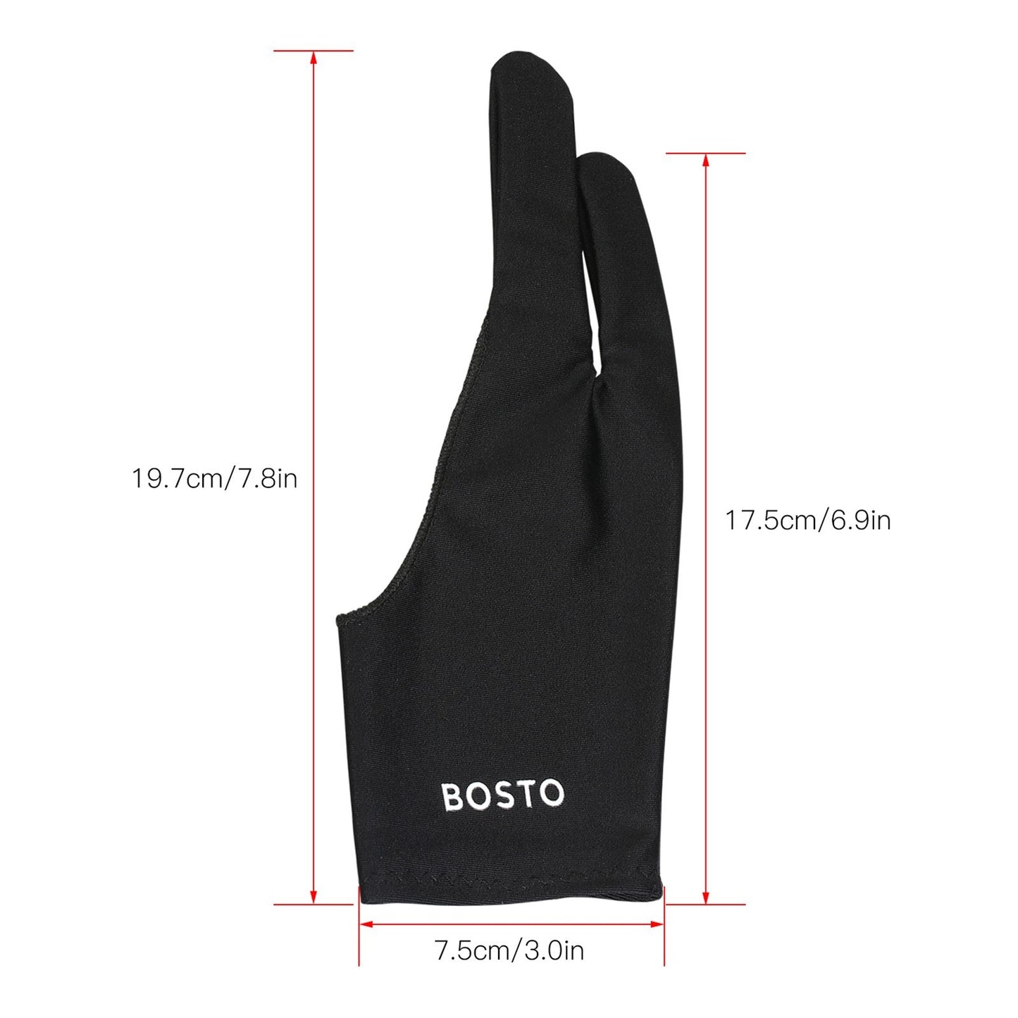 BOSTO Artist Tablet Drawing Glove - Two-Finger, Free Size