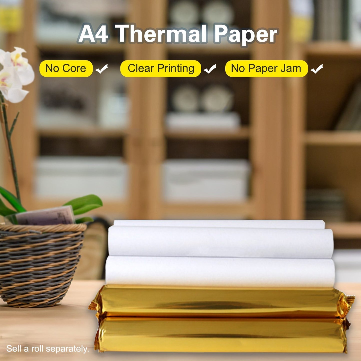 A4 Thermal Printing Paper Roll - 210x30mm, Long-Lasting 10 Years