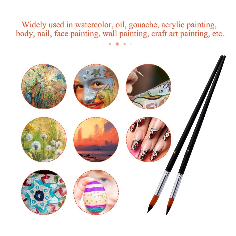 9pcs Professional Artist Paint Brush Set - Long Wooden Handle, Nylon Hair, Flat Tip for Acrylic, Oil, Watercolor, Gouache