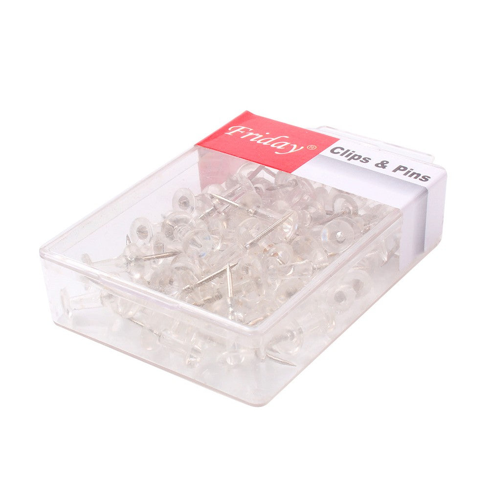 50 Pack Clear Push Pins with Metal Points