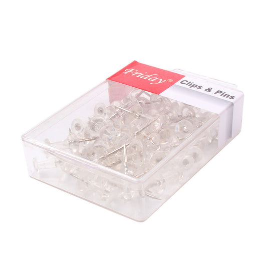 50 Pack Clear Push Pins with Metal Points