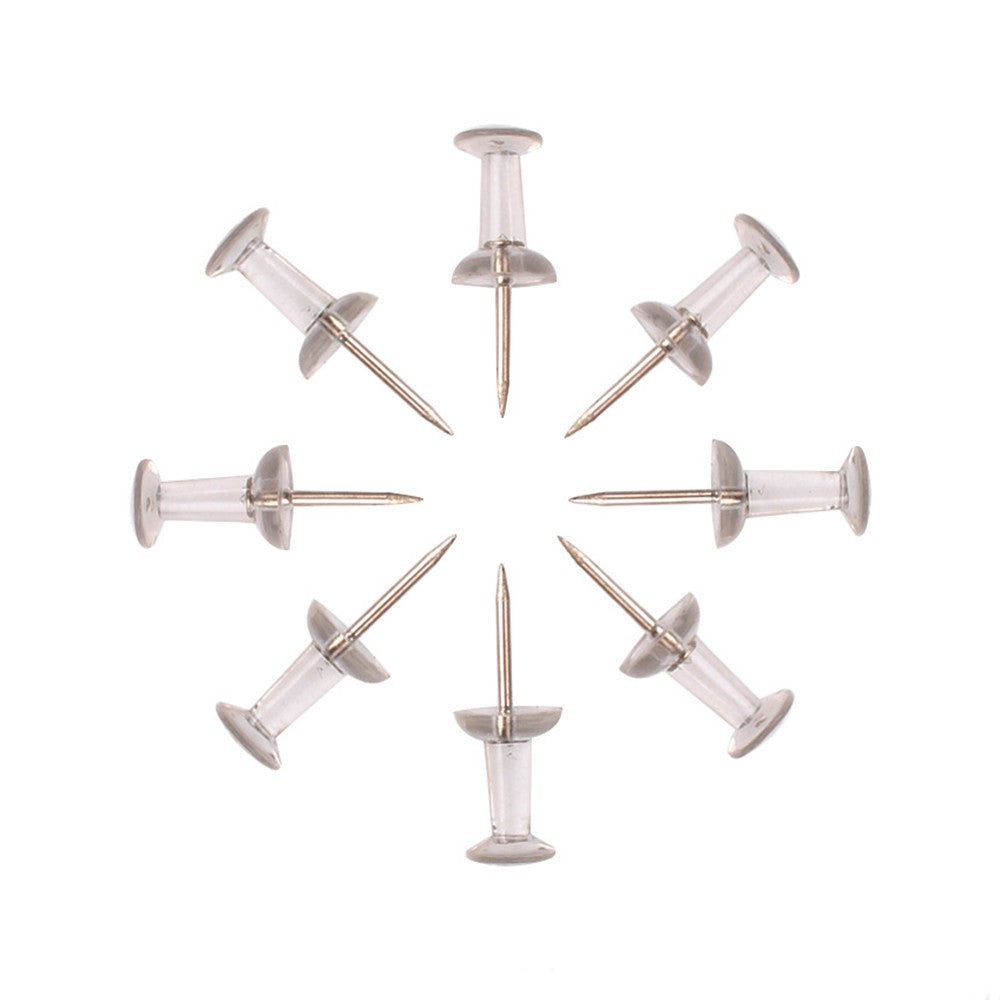50 Pack Clear Push Pins with Metal Points