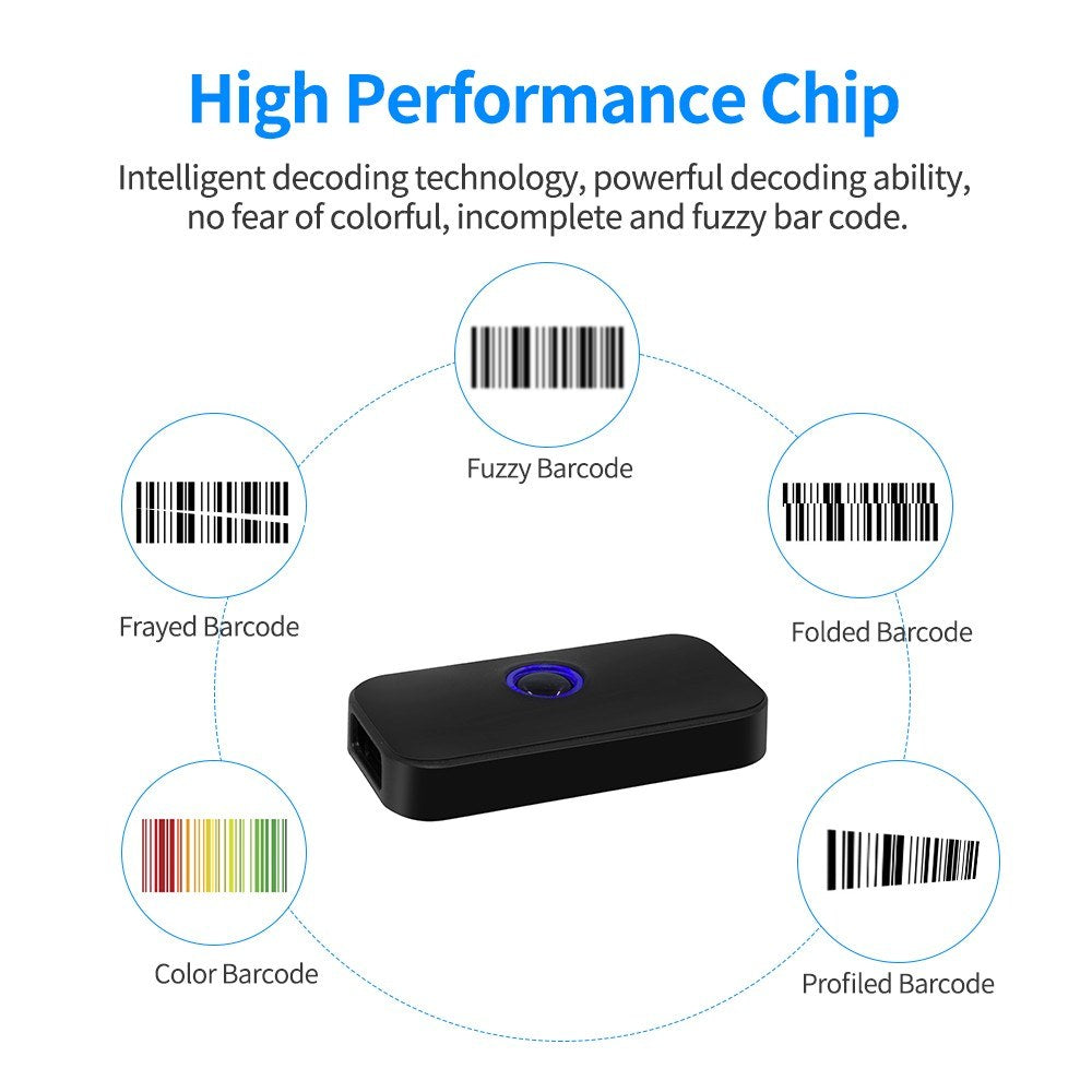 3-in-1 Wireless & USB Handheld Barcode Scanner: 1D/2D/QR Code Reader for Windows, Android, Mac, iOS - Ideal for Retail, Logistics, Warehouse