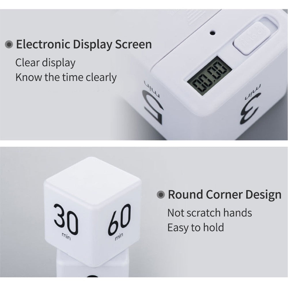 Digital Cube Timer: Flip Countdown for Kitchen, Study, Sports, and Office - 15, 20, 30, 60 Min