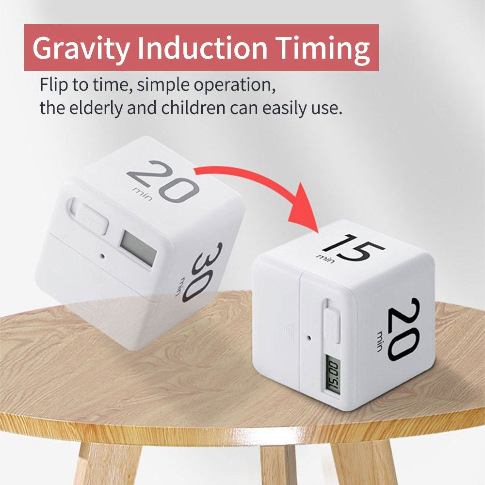 Digital Cube Timer: Flip Countdown for Kitchen, Study, Sports, and Office - 15, 20, 30, 60 Min