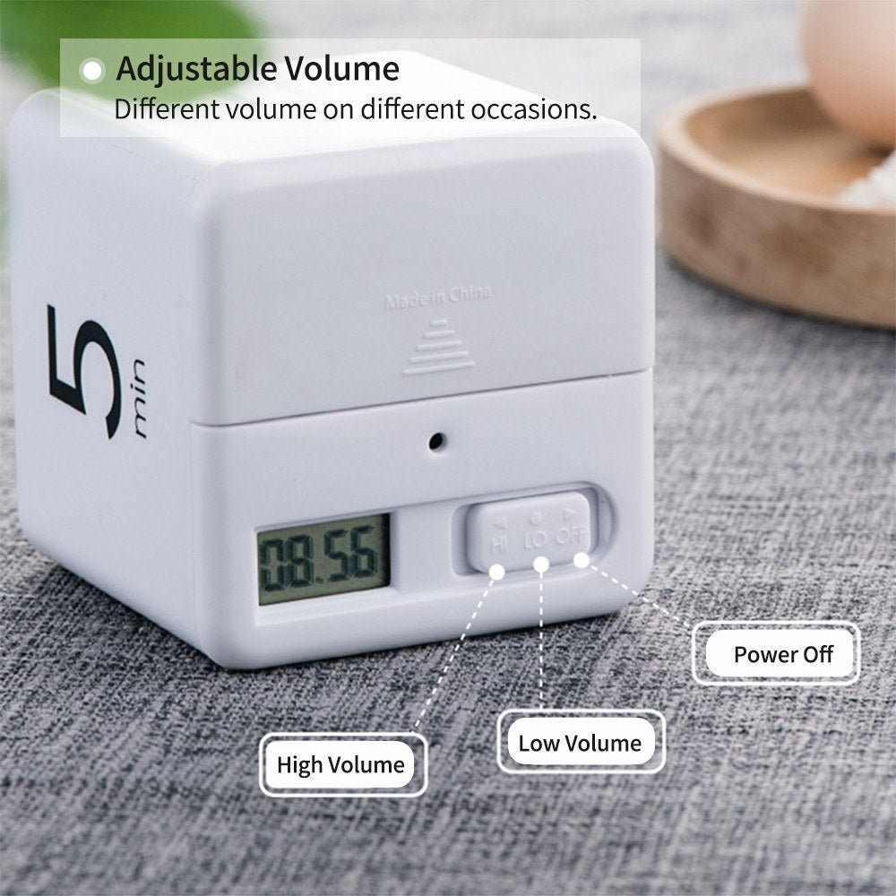 Digital Cube Timer: Flip Countdown for Kitchen, Study, Sports, and Office - 15, 20, 30, 60 Min