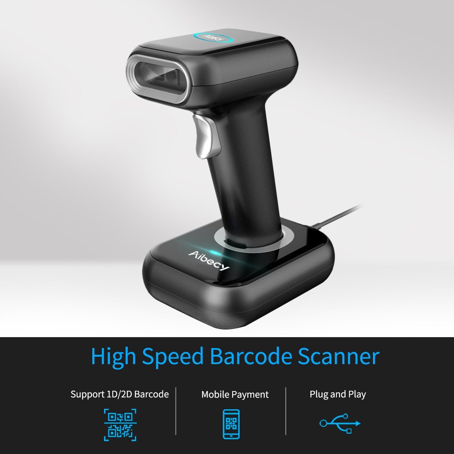 Aibecy 1D/2D QR Code High Speed Barcode Scanner