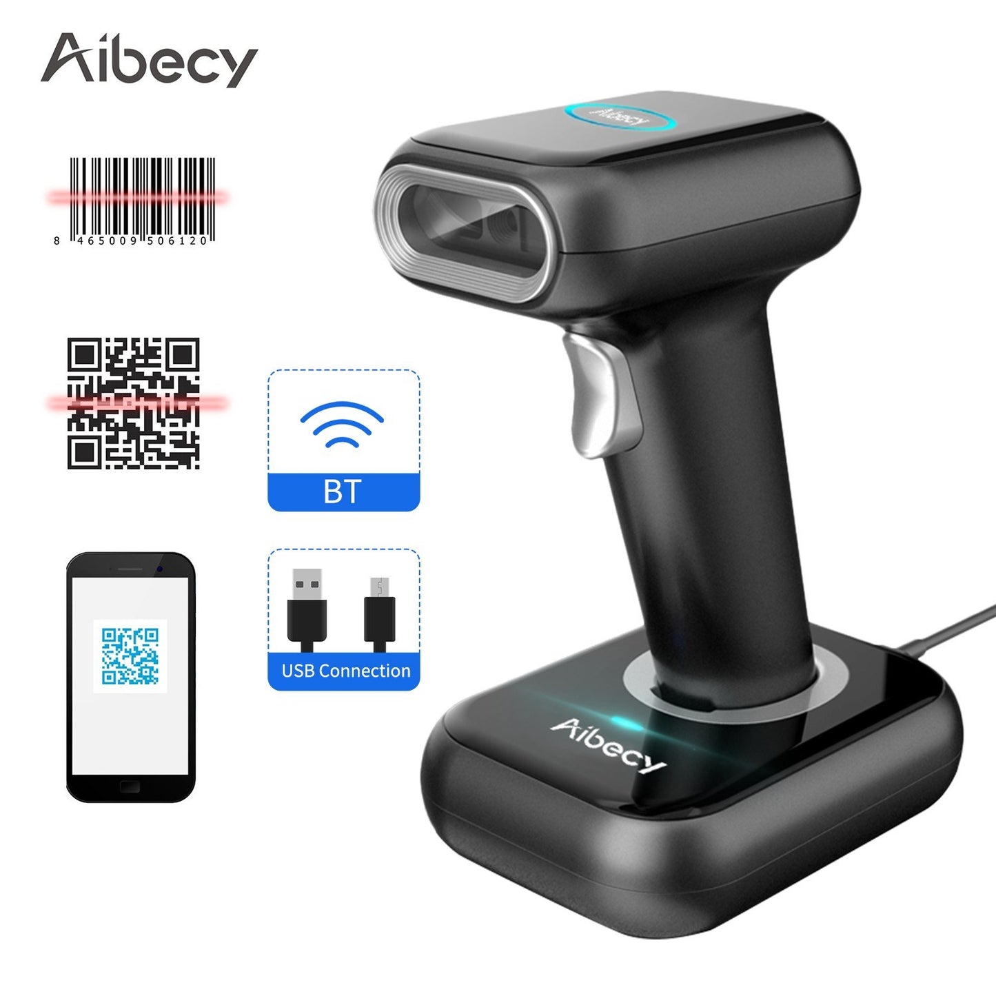 Aibecy 1D/2D QR Code High Speed Barcode Scanner