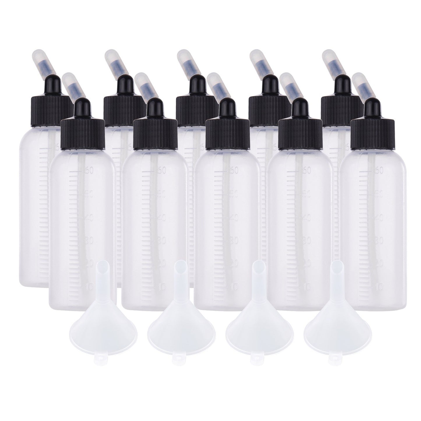 10pcs 65ml Airbrush Paint Storage Bottles with Scale, Plastic Squeeze Jars for Art & Craft Paints, Liquids, Lotions