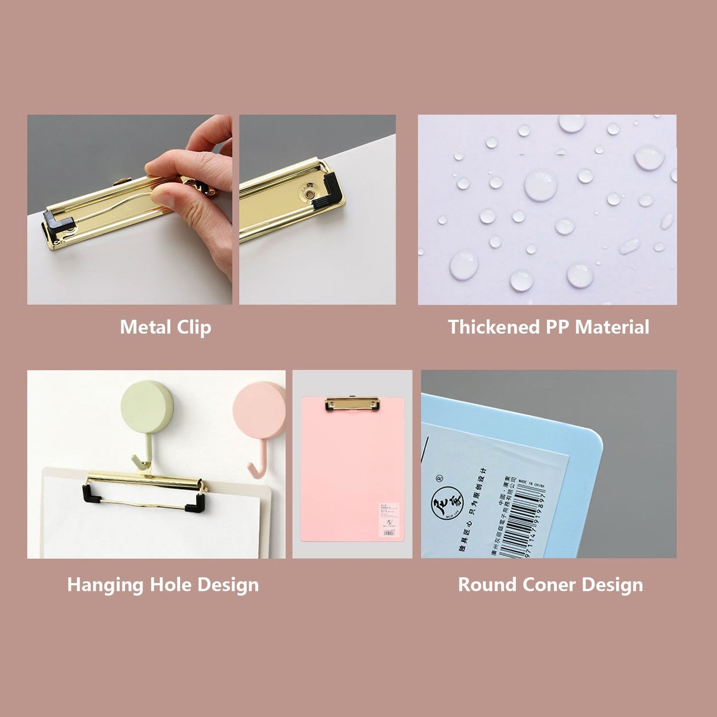 A4 Hardboard Plastic Clipboard with Hanging Hole for Students and Office Use