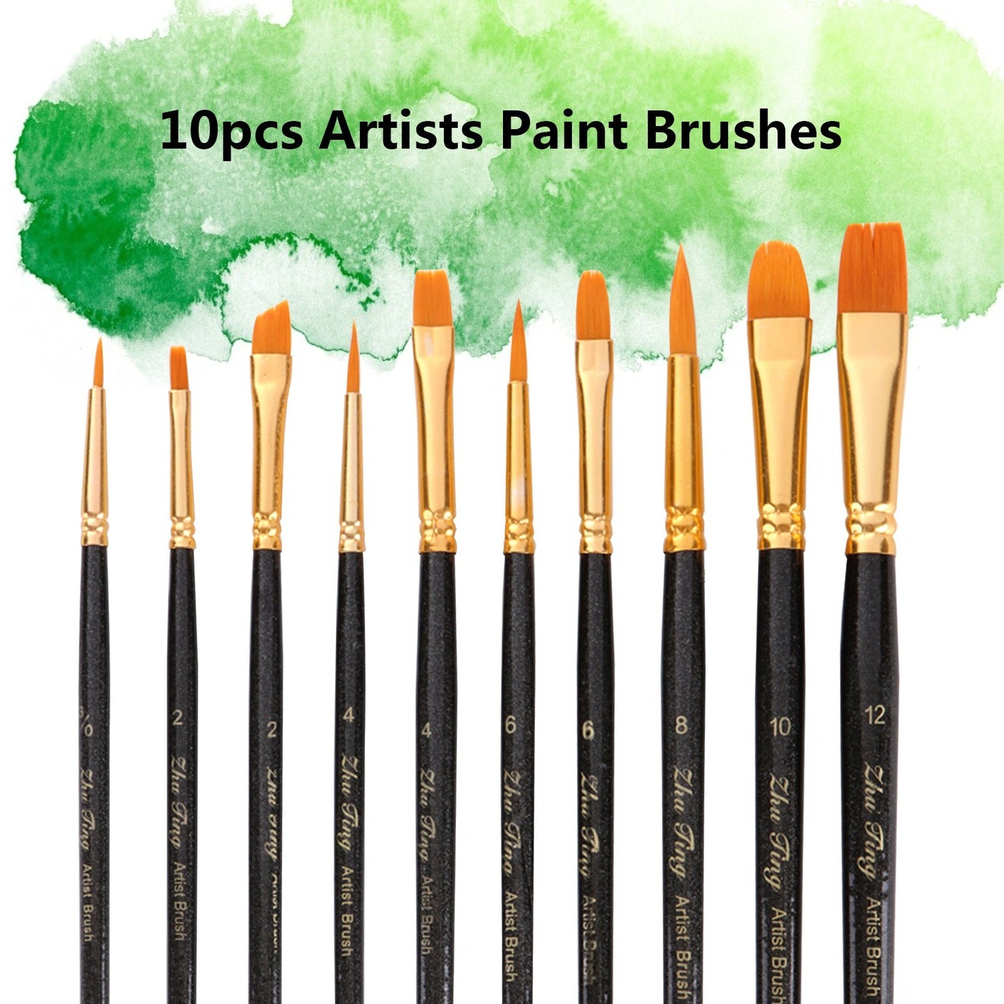 10pcs Nylon Paint Brushes Set for Artists