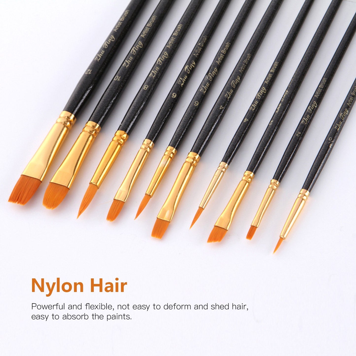 10pcs Nylon Paint Brushes Set for Artists