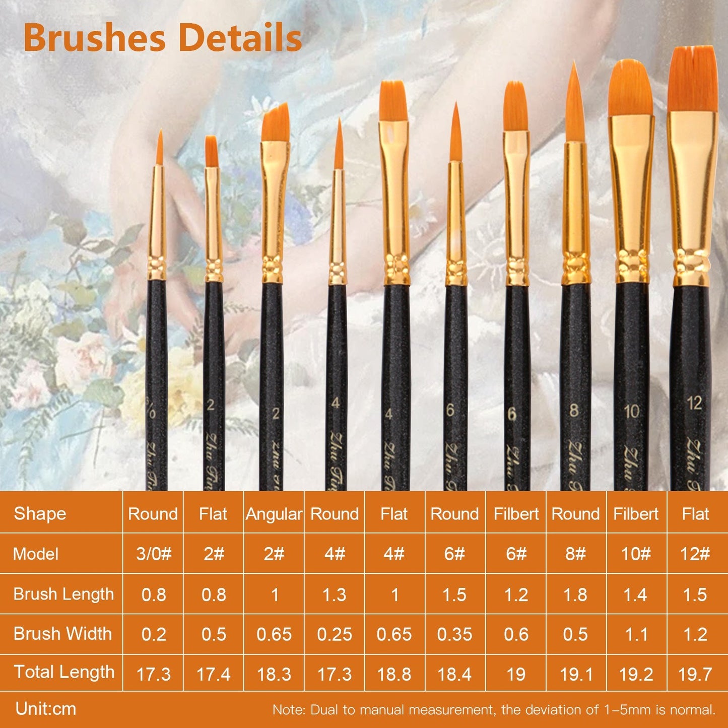 10pcs Nylon Paint Brushes Set for Artists