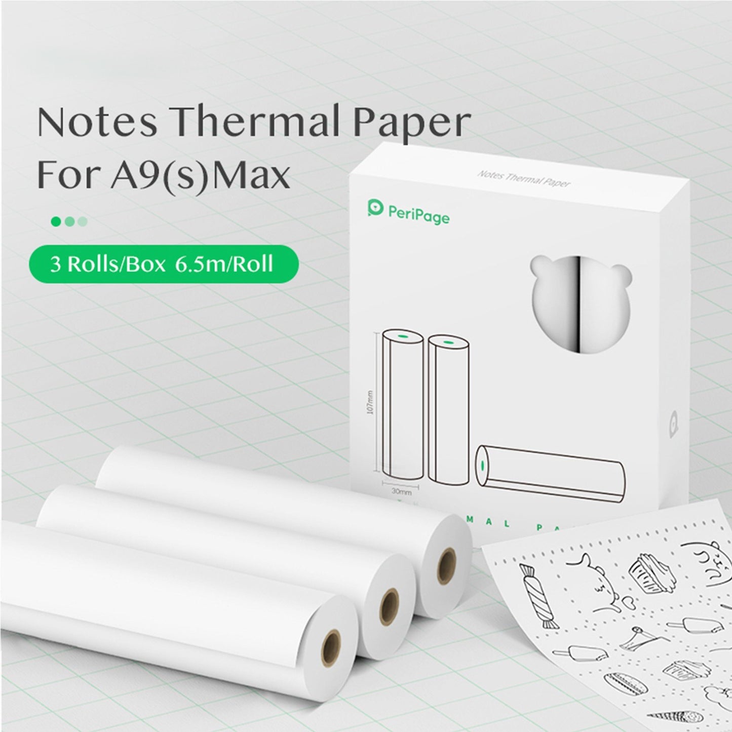 PeriPage Thermal Paper Roll - 107 x 30mm Notes