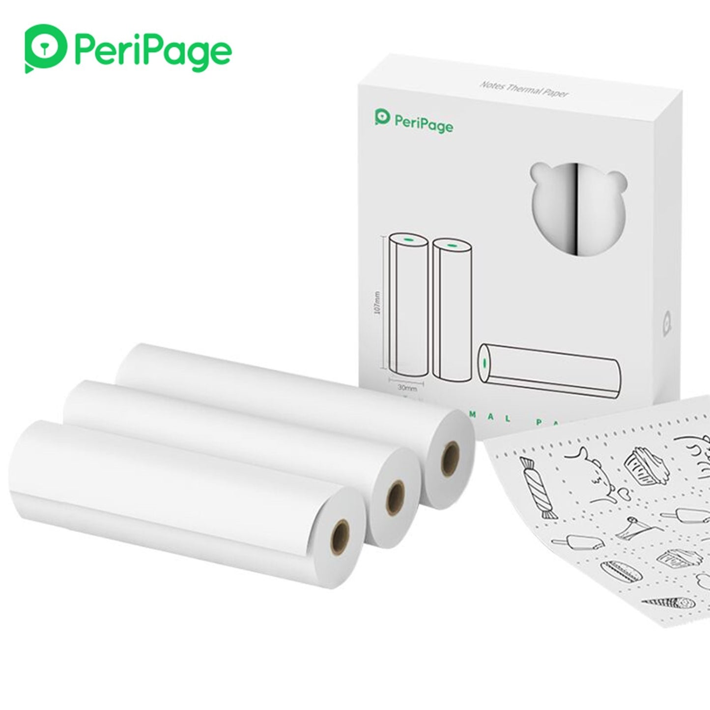 PeriPage Thermal Paper Roll - 107 x 30mm Notes