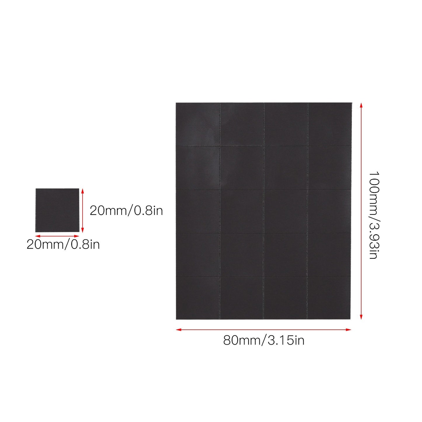 60-Pack Self-Adhesive Magnetic Squares (20x20x0.5mm) on 3 Sheets with Strong Backing for DIY Crafts, Photos, Schedules, Business Cards