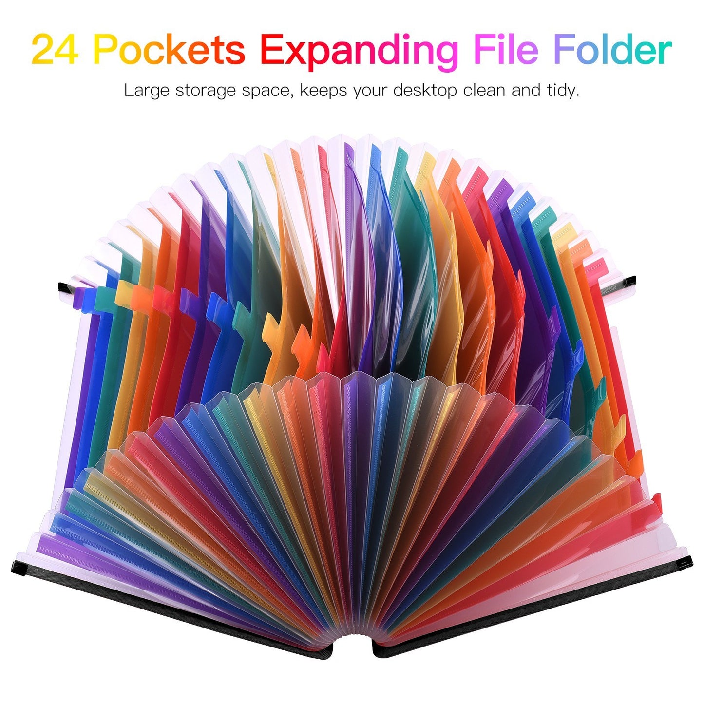 24-Pocket A4/Letter Size Expandable Accordion File Organizer, Rainbow for Home/Office/School