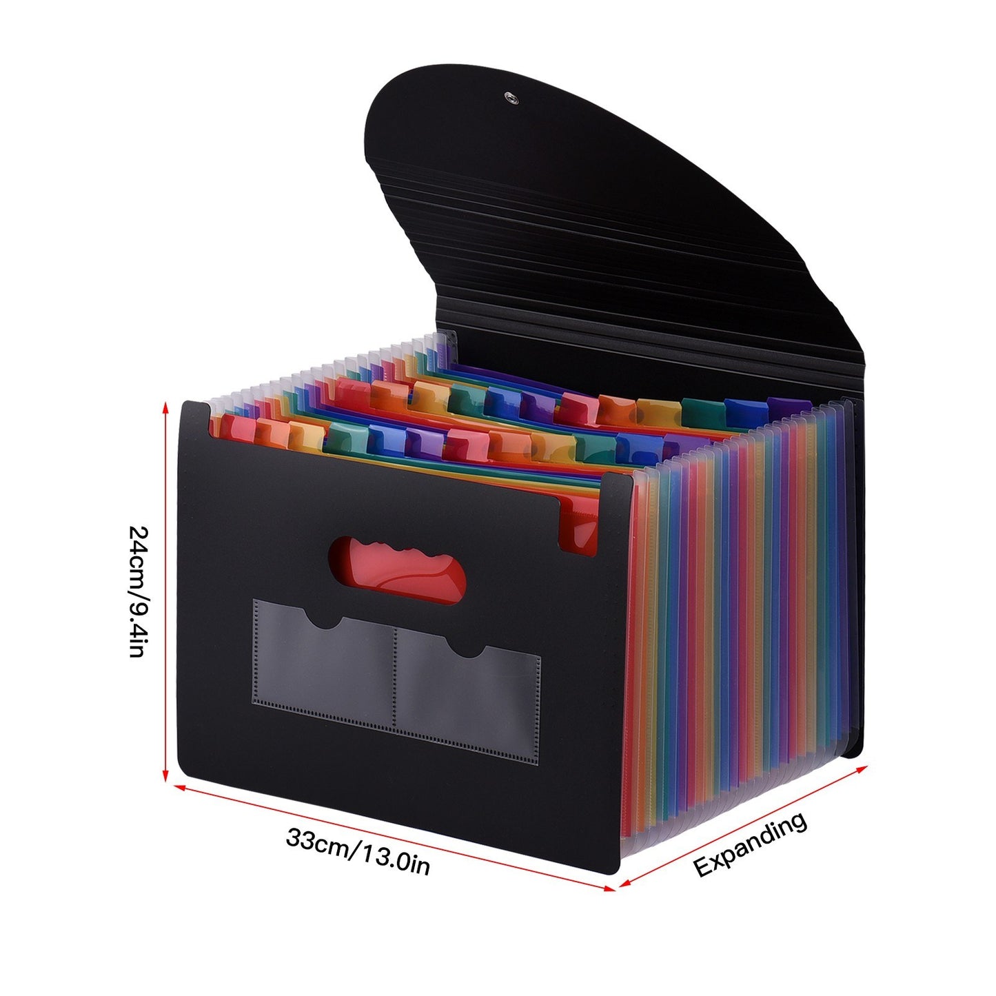 Rainbow 24-Pocket Expanding File Folder with Cover - A4/Letter Size Organizer for Home, Office, School