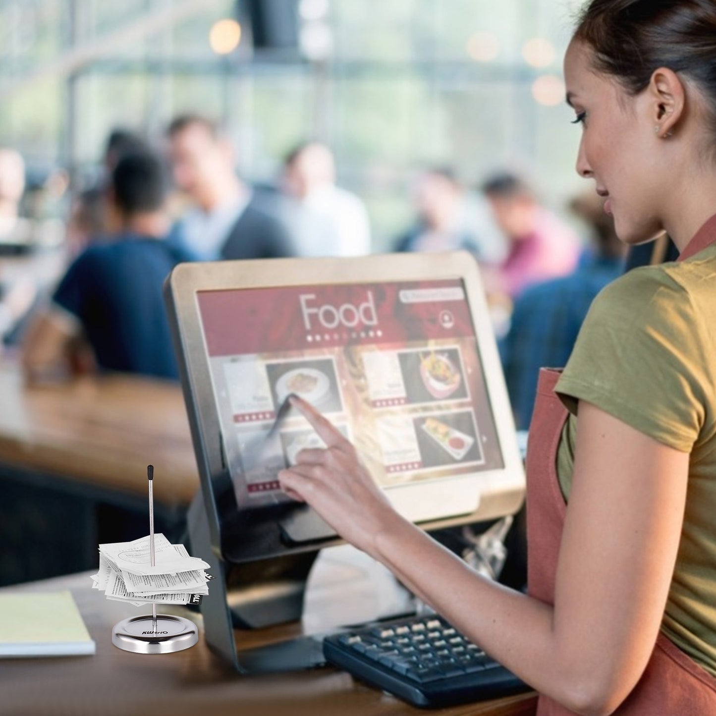 All-Metal Straight Rod Desk Receipt Holder - KW-trio