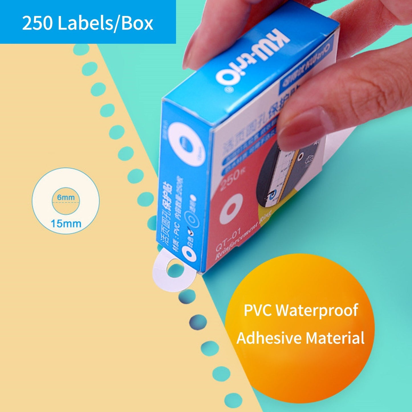 KW-trio Round Reinforcement Labels for Loose-Leaf Paper