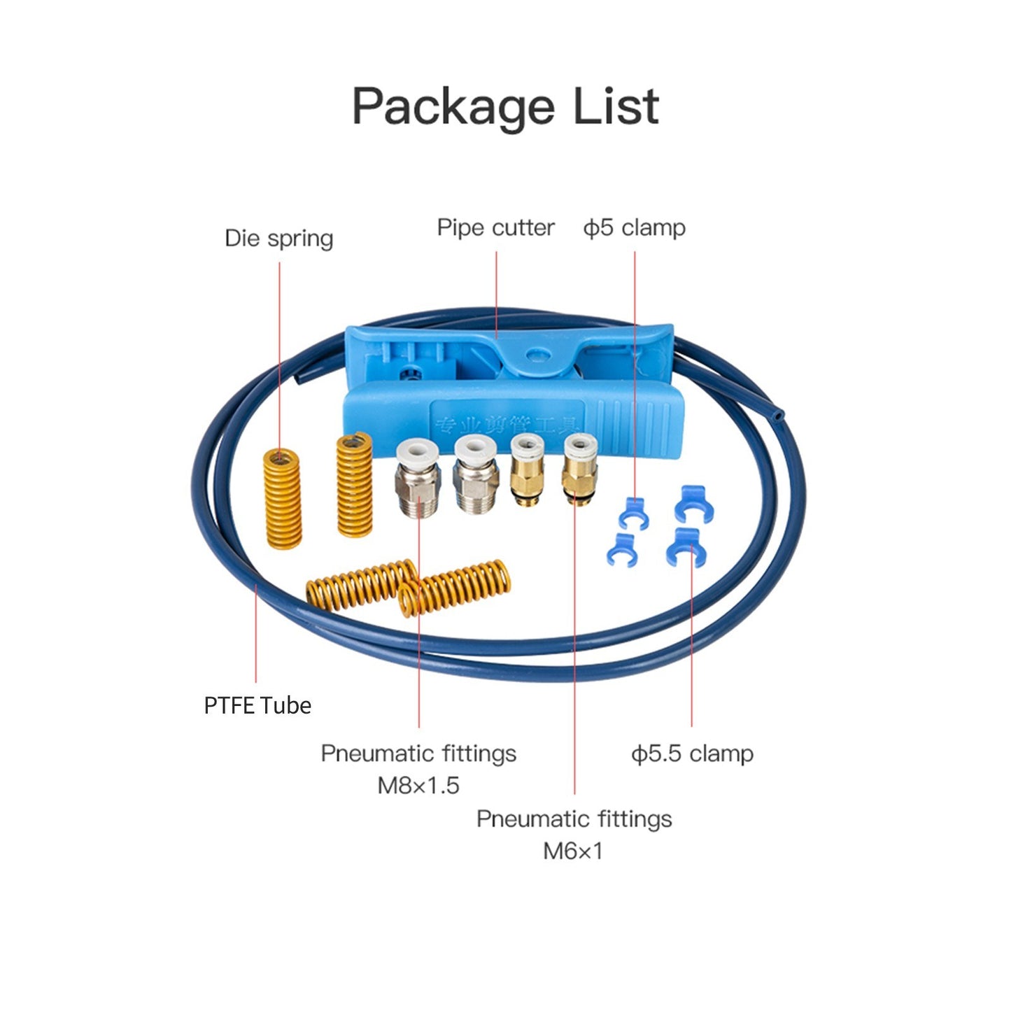 Creality Capricorn XS PTFE Tube & Fittings Kit for 3D Printers, 1 Meter
