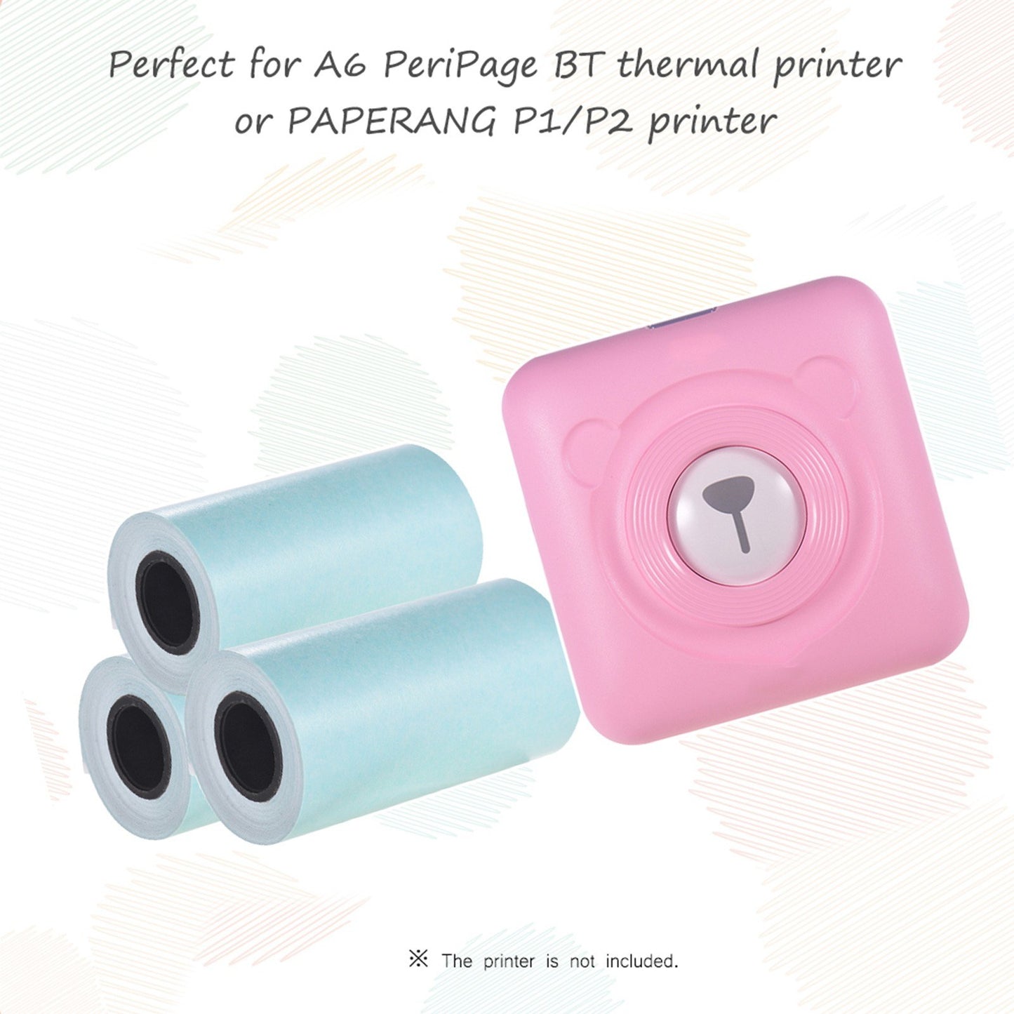 Thermal Sticker Paper Roll 57x30mm Self-adhesive for PeriPage A6 & PAPERANG P1/P2 Mini Printers, 3 Rolls