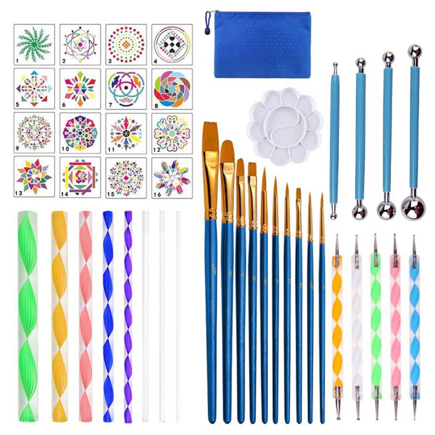 41-Piece Mandala Dotting Art Kit: DIY Stencils, Brushes & Tools for Canvas, Rocks & Crafts