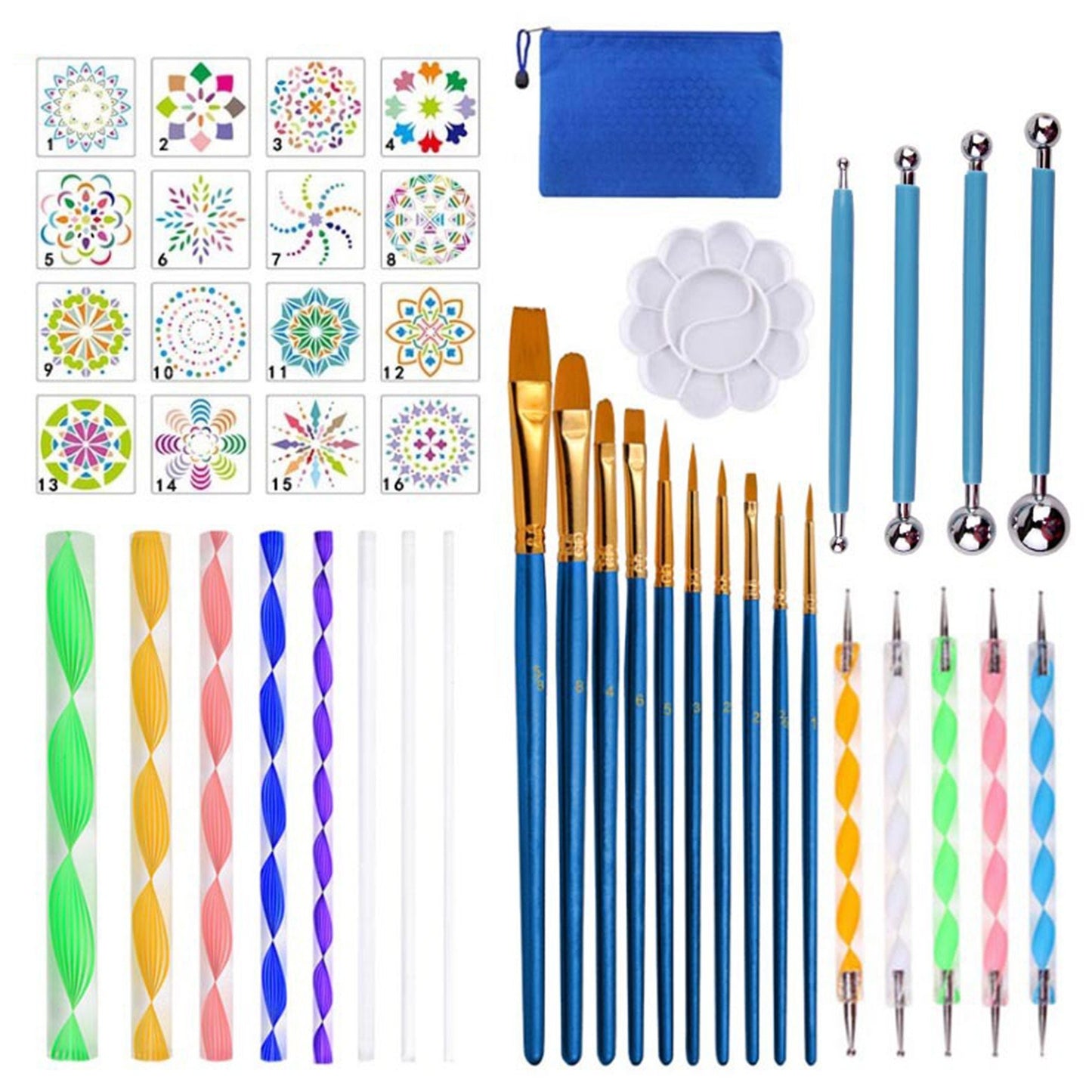 41-Piece Mandala Dotting Art Kit: DIY Stencils, Brushes & Tools for Canvas, Rocks & Crafts