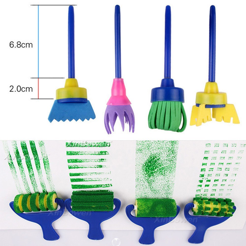 25PCS Kids Washable Paint Brushes & Sponge Set for DIY Art Toys - Perfect for Toddlers, Acrylic Crafts, Rock & Tempera Painting Gifts