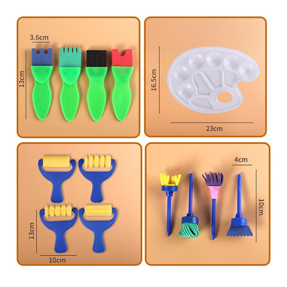 25PCS Kids Washable Paint Brushes & Sponge Set for DIY Art Toys - Perfect for Toddlers, Acrylic Crafts, Rock & Tempera Painting Gifts