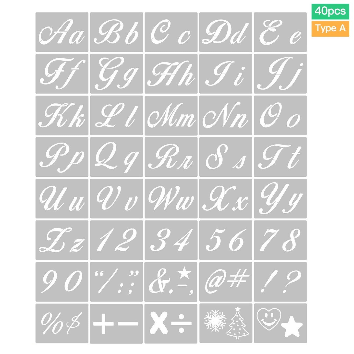 40PCS Reusable Alphabet & Number Stencils - Eco-friendly PET Templates for Wood, Fabric, Wall & More