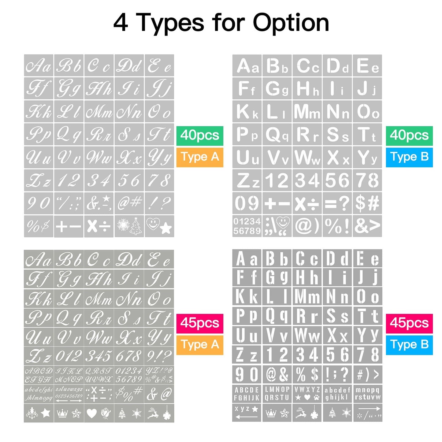 40PCS Reusable Alphabet & Number Stencils - Eco-friendly PET Templates for Wood, Fabric, Wall & More