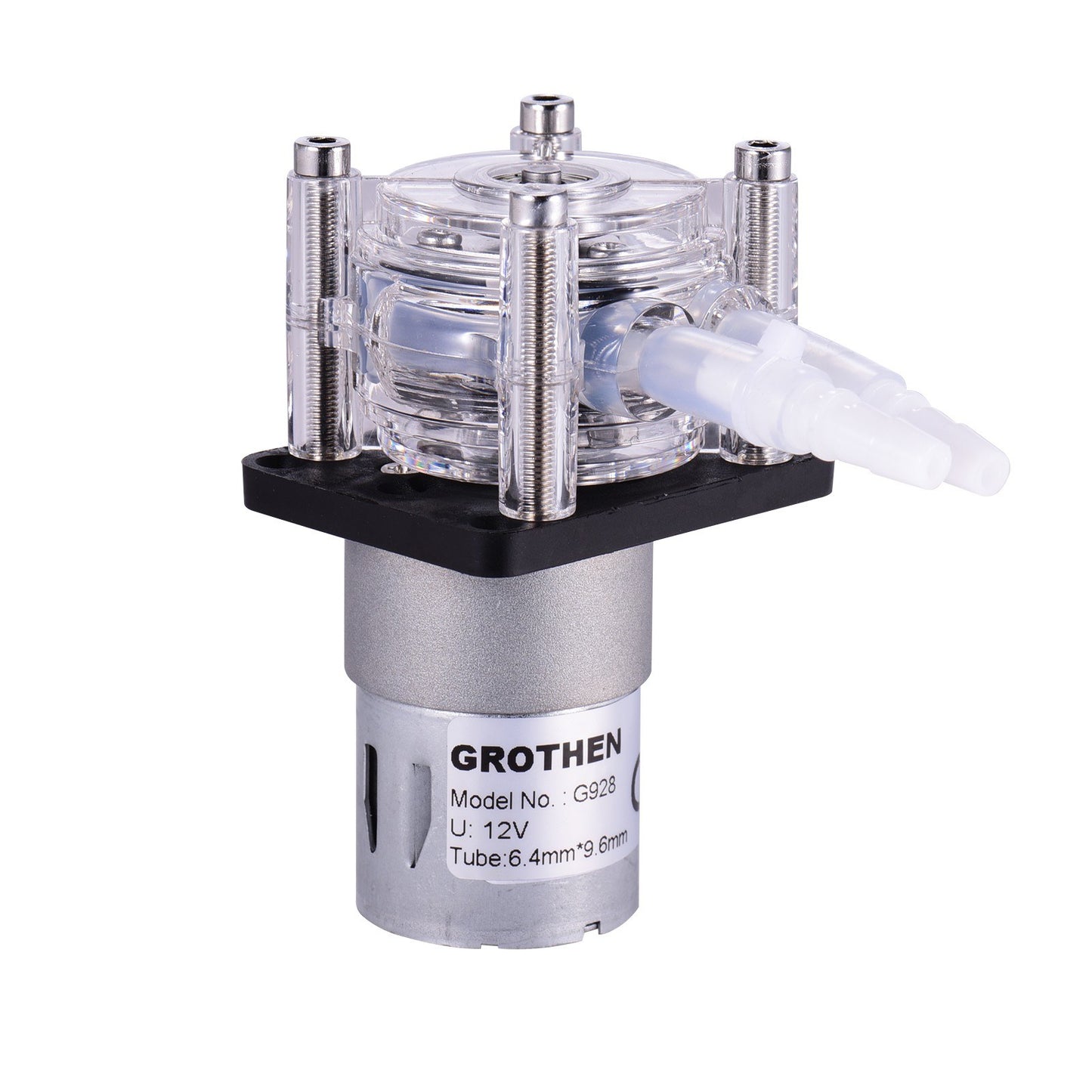 GROTHEN DC 12V High Flow Peristaltic Pump with Silicone Tubing for Aquarium, Lab, Chemical Analysis - Self-Priming, Adjustable Flow, Anti-Corrosion