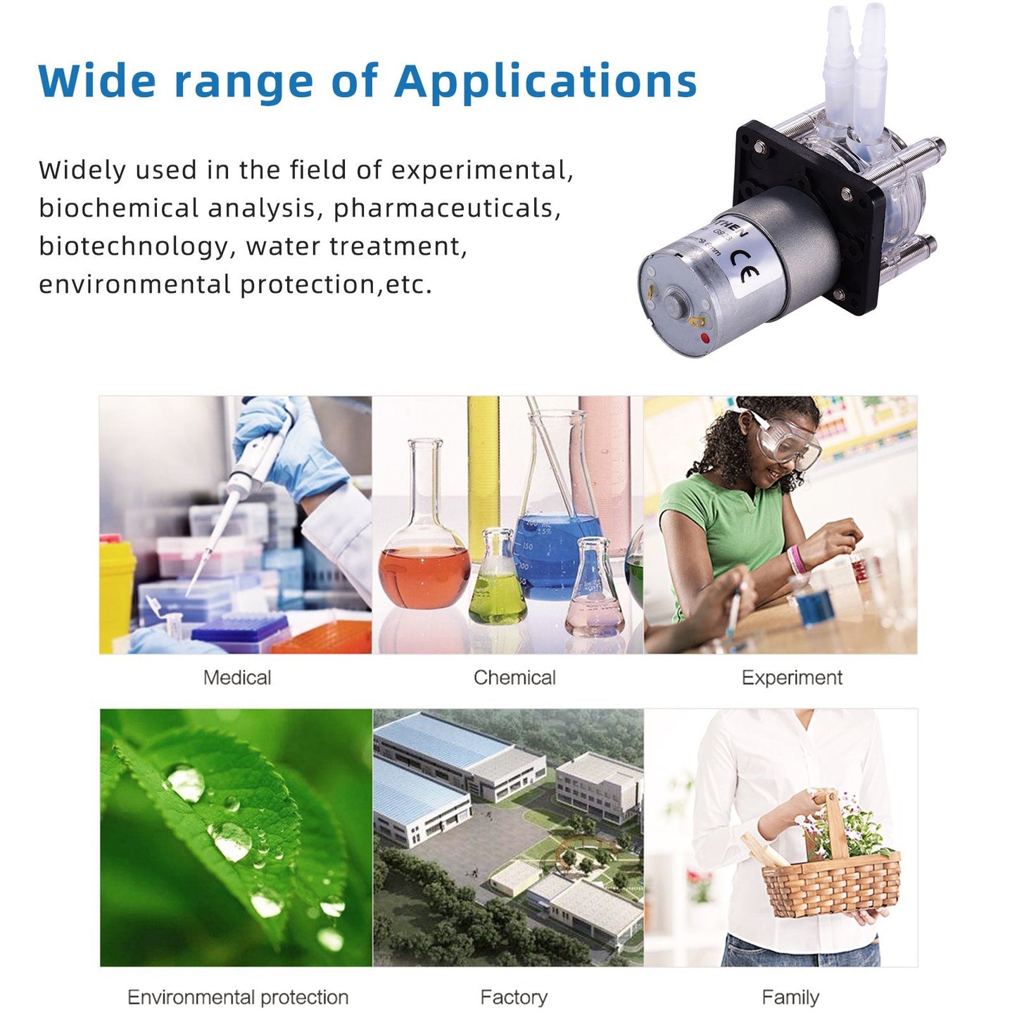 GROTHEN DC 12V High Flow Peristaltic Pump with Silicone Tubing for Aquarium, Lab, Chemical Analysis - Self-Priming, Adjustable Flow, Anti-Corrosion