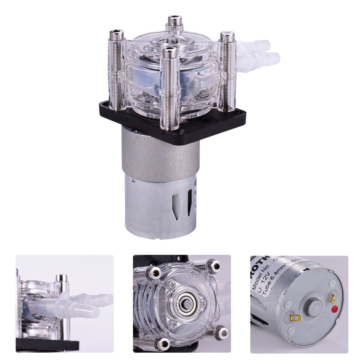 GROTHEN DC 12V High Flow Peristaltic Pump with Silicone Tubing for Aquarium, Lab, Chemical Analysis - Self-Priming, Adjustable Flow, Anti-Corrosion