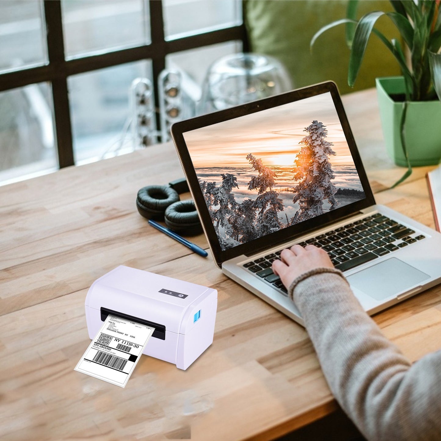High-Speed 4x6 Shipping Label Printer, Compatible with Amazon UPS Ebay Shopify FedEx, 160mm/s USB Thermal Sticker Printer, Max. 110mm Width for Barcode & Postage