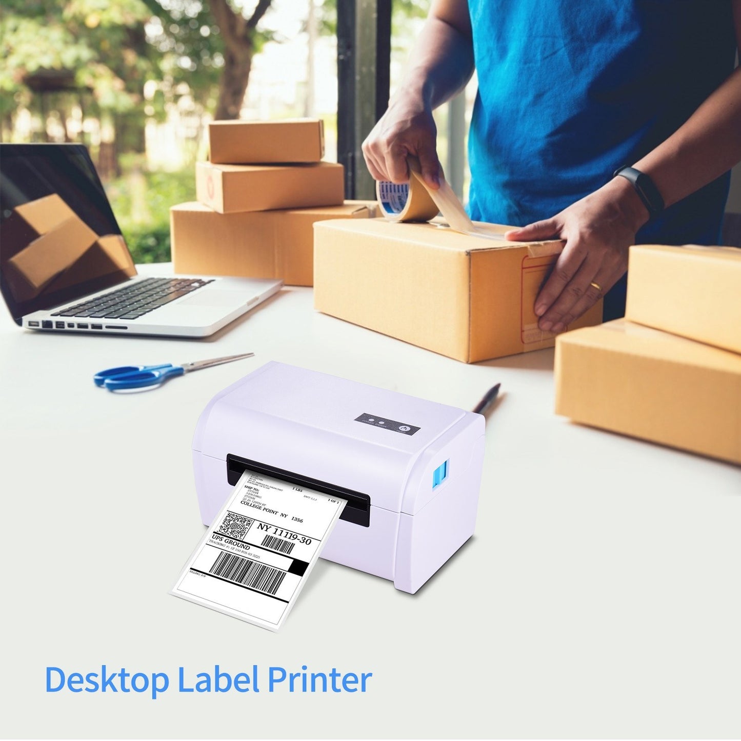 High-Speed 4x6 Shipping Label Printer, Compatible with Amazon UPS Ebay Shopify FedEx, 160mm/s USB Thermal Sticker Printer, Max. 110mm Width for Barcode & Postage