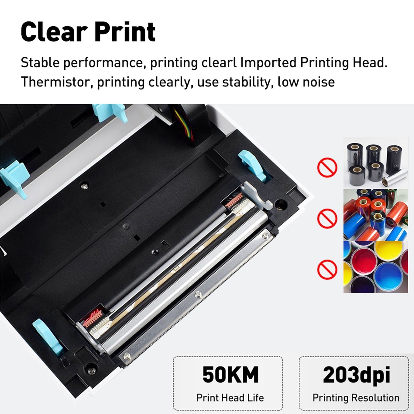 High-Speed 4x6 Shipping Label Printer, Compatible with Amazon UPS Ebay Shopify FedEx, 160mm/s USB Thermal Sticker Printer, Max. 110mm Width for Barcode & Postage