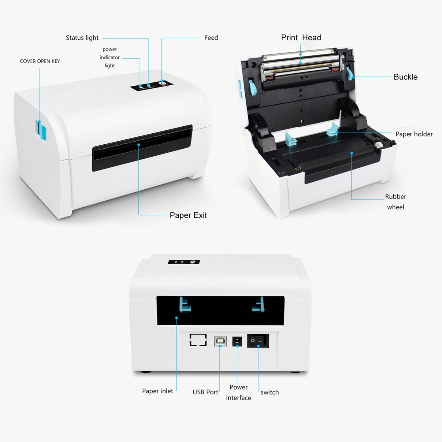High-Speed 4x6 Shipping Label Printer, Compatible with Amazon UPS Ebay Shopify FedEx, 160mm/s USB Thermal Sticker Printer, Max. 110mm Width for Barcode & Postage