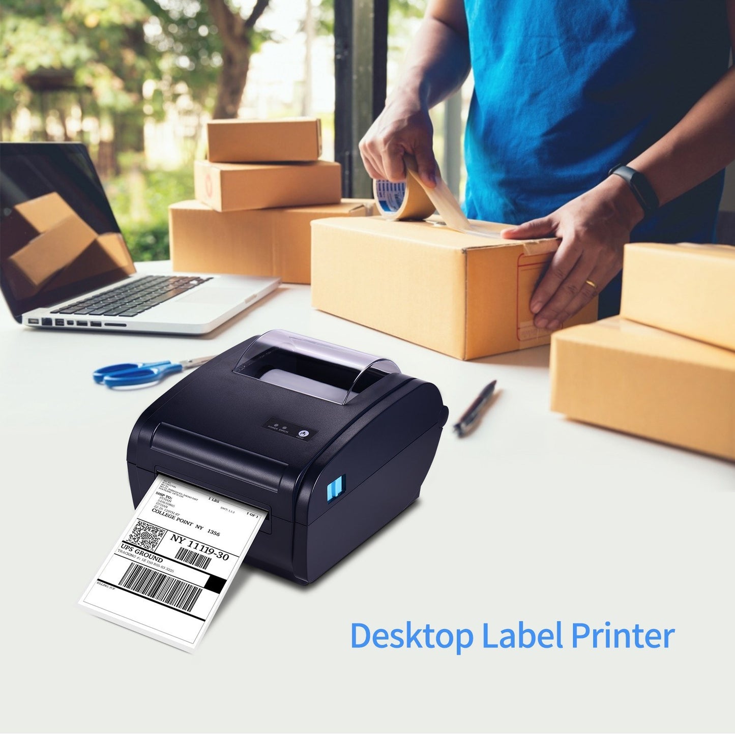 4x6 High-Speed Desktop Thermal Label Printer, USB Connectivity, Max 110mm Width, Compatible with Amazon, UPS, eBay, Shopify, FedEx for Shipping and Barcode Labels