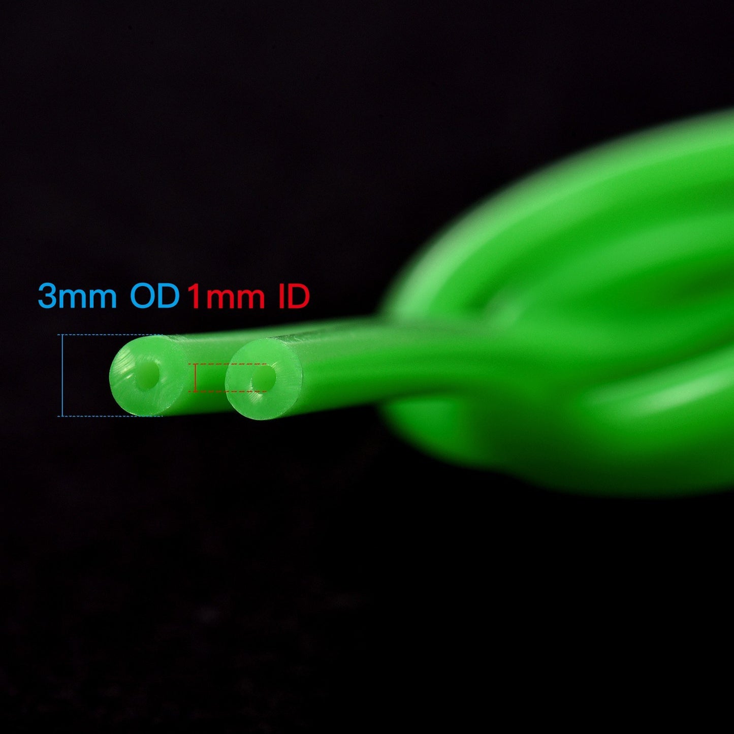 1 Meter Green Food Grade Silicone Tubing, Flexible Rubber Hose for Pump Transfer and Food Machinery, 1mm ID x 3mm OD