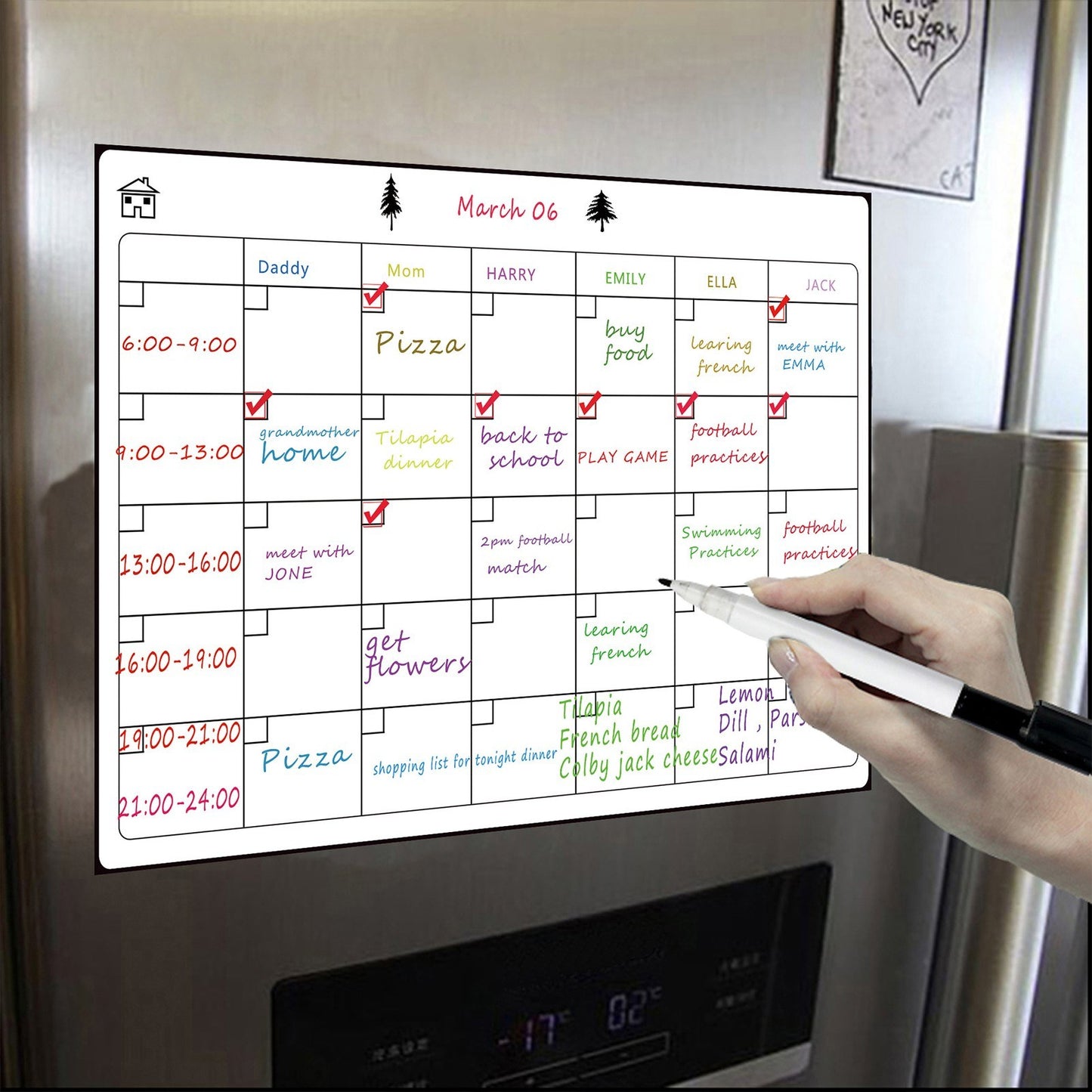 A3 Magnetic Dry Erase Calendar Whiteboard for Fridge: Weekly & Monthly Planner Set with 3 Pens & Eraser (16.5x11.8in)