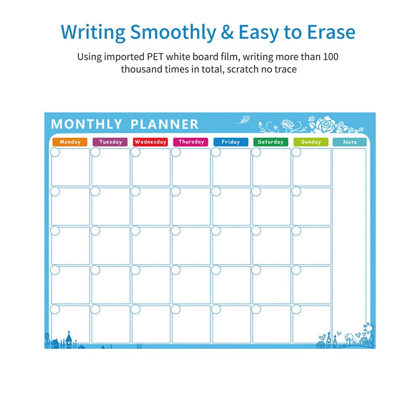 A3 Magnetic Dry Erase Calendar Whiteboard for Fridge: Weekly & Monthly Planner Set with 3 Pens & Eraser (16.5x11.8in)