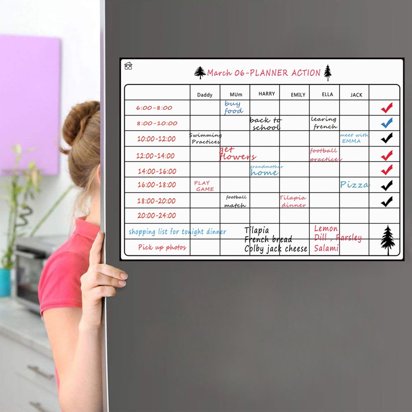 A3 Magnetic Dry Erase Calendar Whiteboard for Fridge: Weekly & Monthly Planner Set with 3 Pens & Eraser (16.5x11.8in)