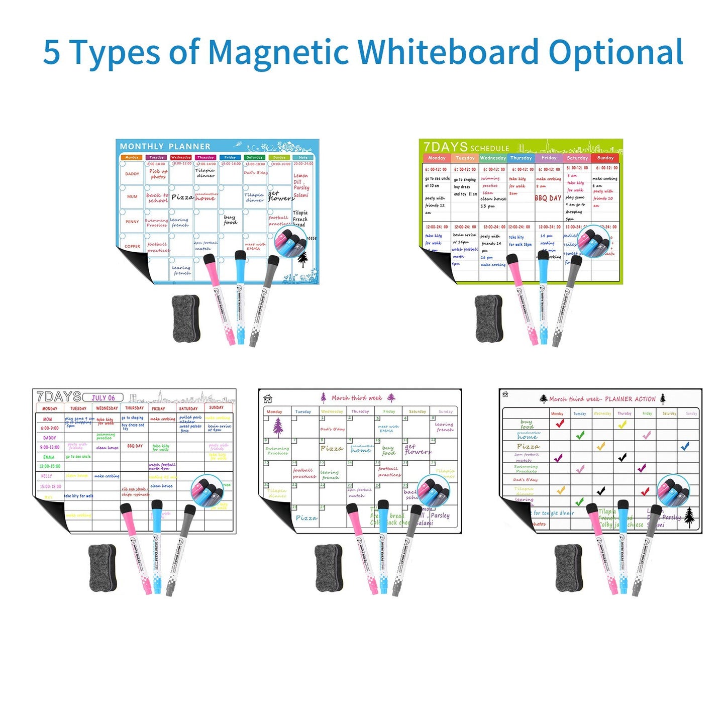 A3 Magnetic Dry Erase Calendar Whiteboard for Fridge: Weekly & Monthly Planner Set with 3 Pens & Eraser (16.5x11.8in)