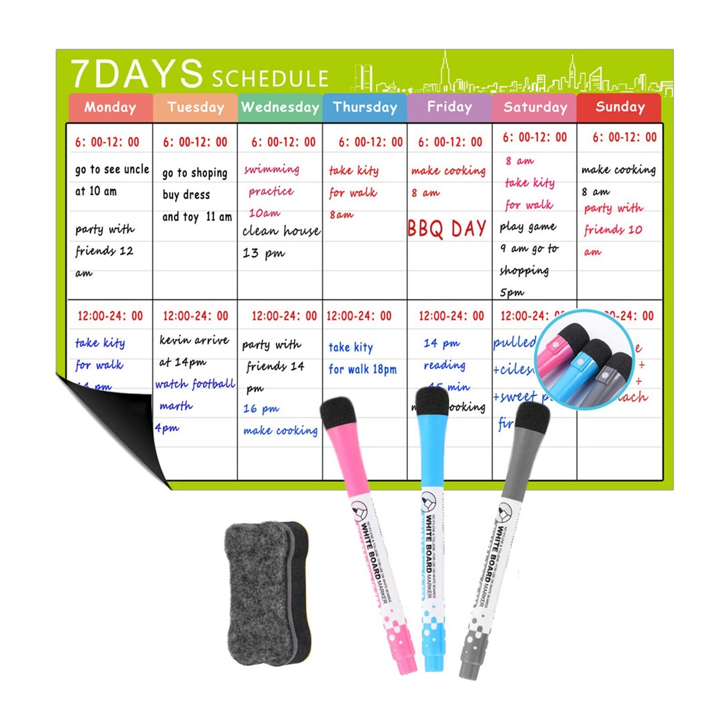 A3 Magnetic Dry Erase Calendar Whiteboard for Fridge: Weekly & Monthly Planner Set with 3 Pens & Eraser (16.5x11.8in)